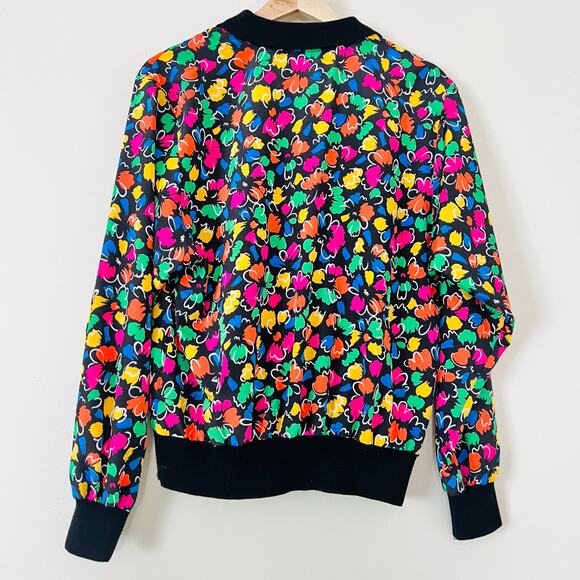 Notations Vintage Colorful Retro Floral Black Cuff Collar M Preppy Happy 80s 90s - Picture 3 of 3